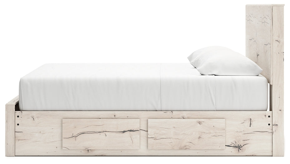 King Panel Storage Bed with Mirrored Dresser and Chest
