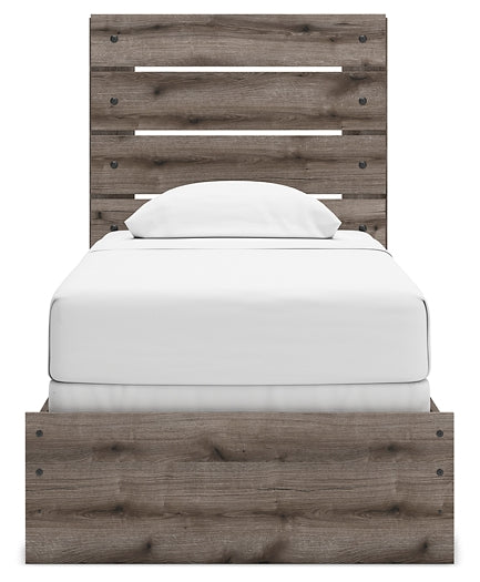 Graystorm Twin Panel Bed with Mirrored Dresser, Chest and Nightstand
