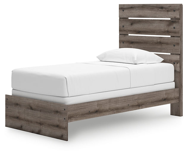 Graystorm Twin Panel Bed with Mirrored Dresser, Chest and Nightstand