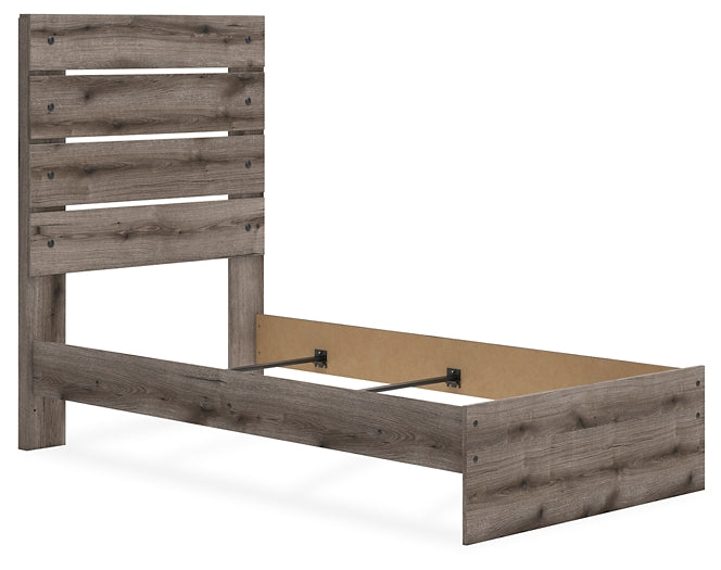 Graystorm Twin Panel Bed with Mirrored Dresser, Chest and Nightstand